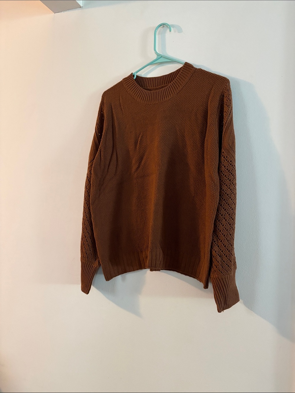 Brown Womens Knit Crewneck Sweater